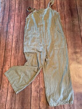 Universal Thread Linen Blend Olive Green Jumpsuit Sz M